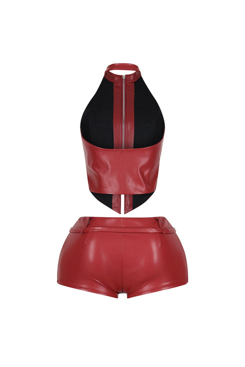 Rhea PU Halter Top & Shorts SET