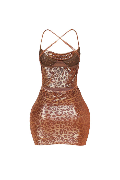 Liora Leopard Foil Mini Dress