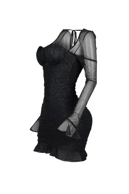 Violeta Mesh Glitter Mini Dress