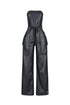 Jessamine PU Tube Cargo Jumpsuit