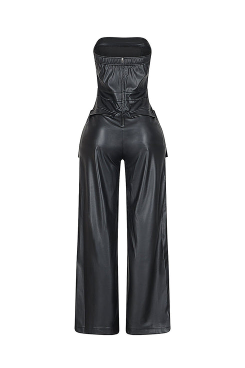Jessamine PU Tube Cargo Jumpsuit