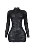 Be Cool Mock Neck Textured Mini Dress