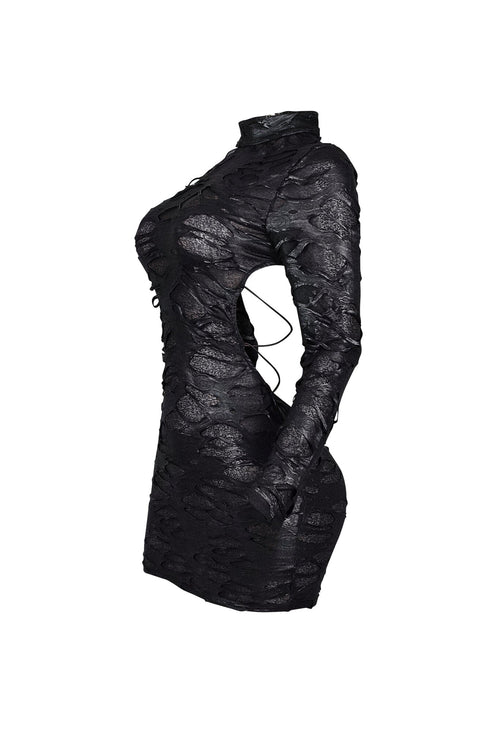 Be Cool Mock Neck Textured Mini Dress