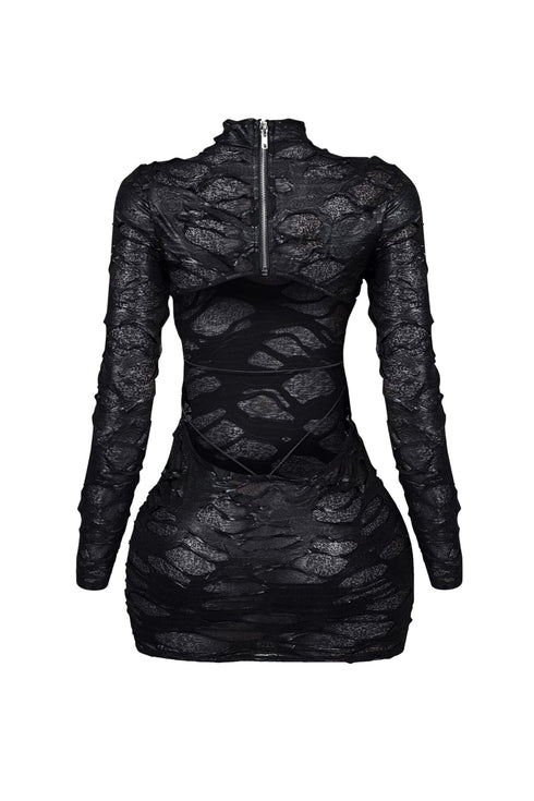 Be Cool Mock Neck Textured Mini Dress