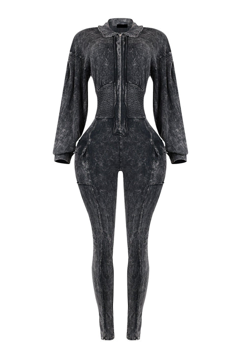 Olivia Mineral Washed Smocking Jumpsuit