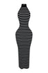Verona Stripe Mock Neck Maxi Dress