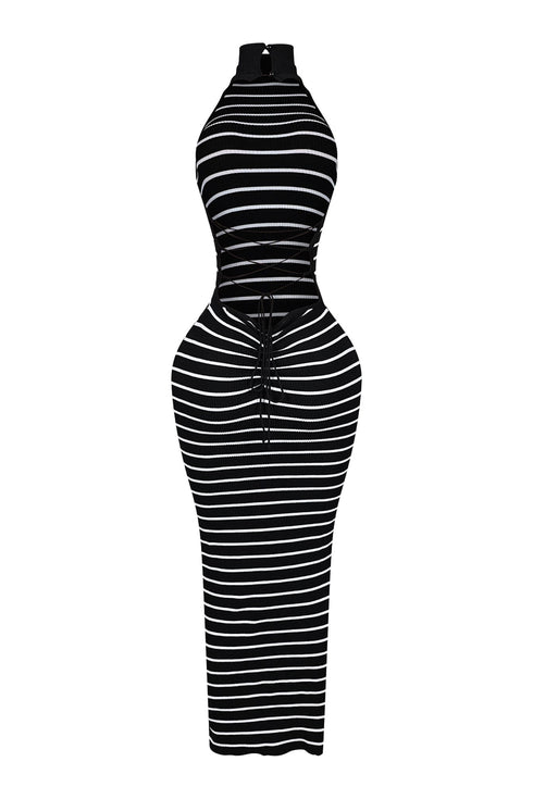 Verona Stripe Mock Neck Maxi Dress