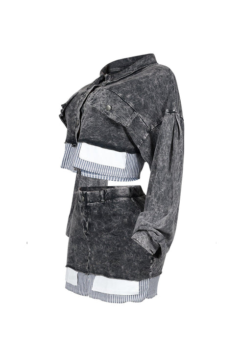 Jocelyn Pin Stripe Top & Skirt SET