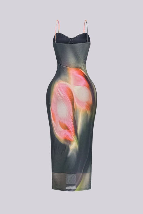 Poem Move Printed Midi Dress