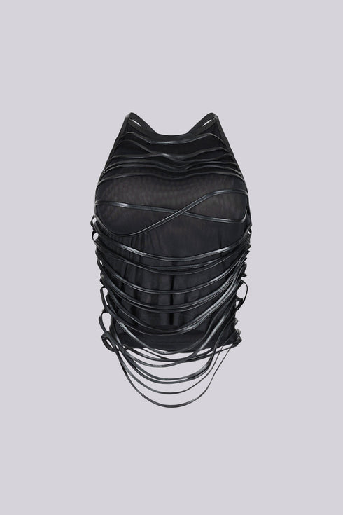 Tayah Mesh Faux Leather Top