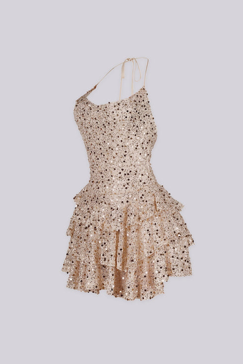 Merinda Sequin Halter Mini Dress