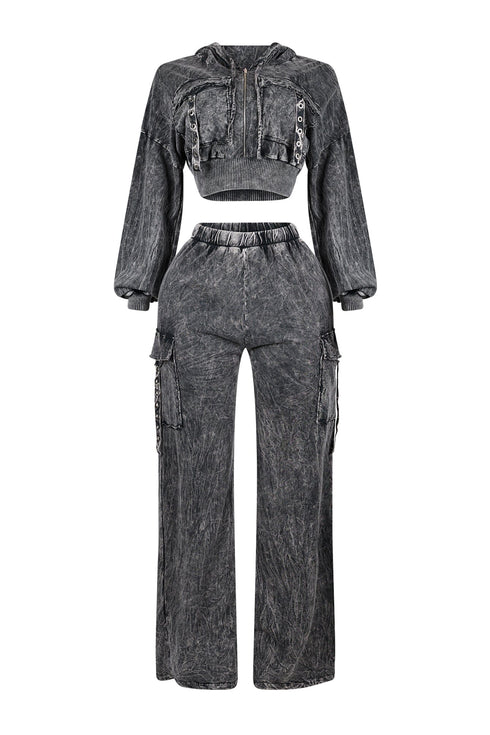 Aniston Mineral Washed Hoodie & Pants SET