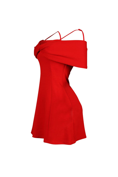 Ariana Pleated Off Shoulder Mini Dress