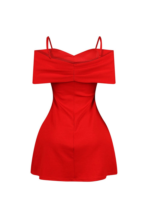 Ariana Pleated Off Shoulder Mini Dress