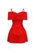Ariana Pleated Off Shoulder Mini Dress