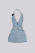 Calm Blue Denim Halter Mini Dress