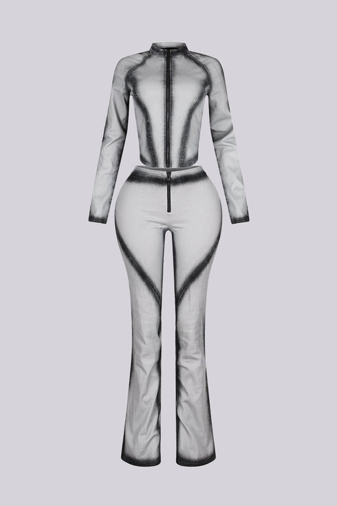 Grey Pop Airbrushed Jacket & Pants SET