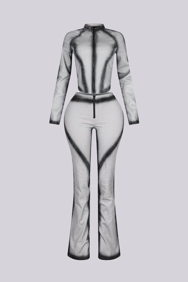 Grey Pop Airbrushed Jacket & Pants SET
