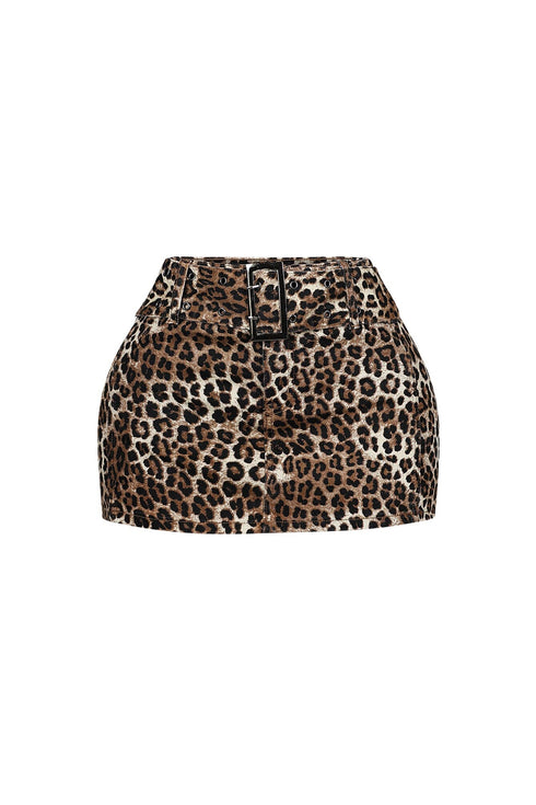 Giana Leopard Mini Skirt With Belt