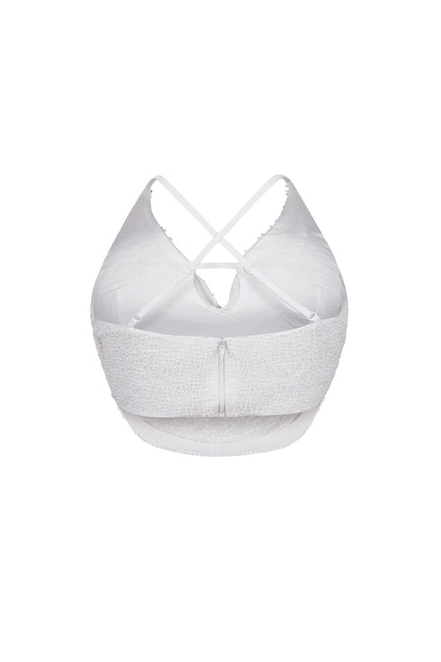 Lorena Mesh Beaded Cowl Neck Top