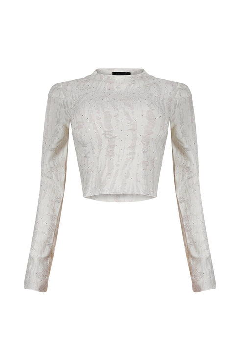 Jordyn Grunge Textured Rhinestone Top