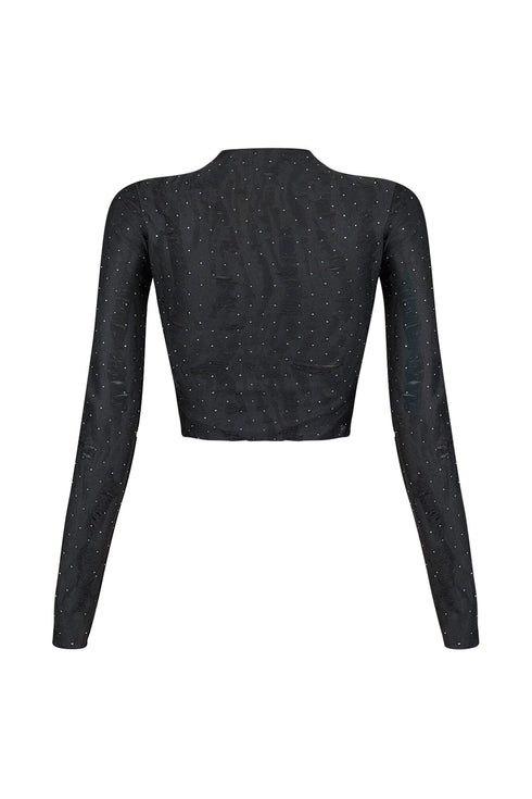 Jordyn Grunge Textured Rhinestone Top