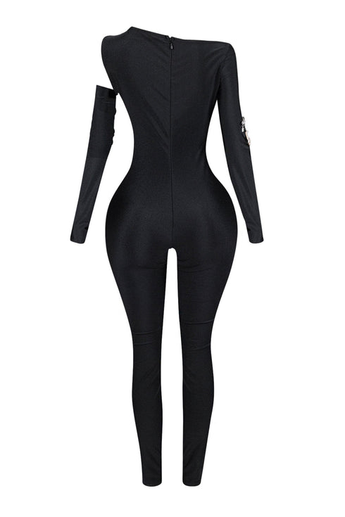 Deena Nylon Metal Chain Jumpsuit