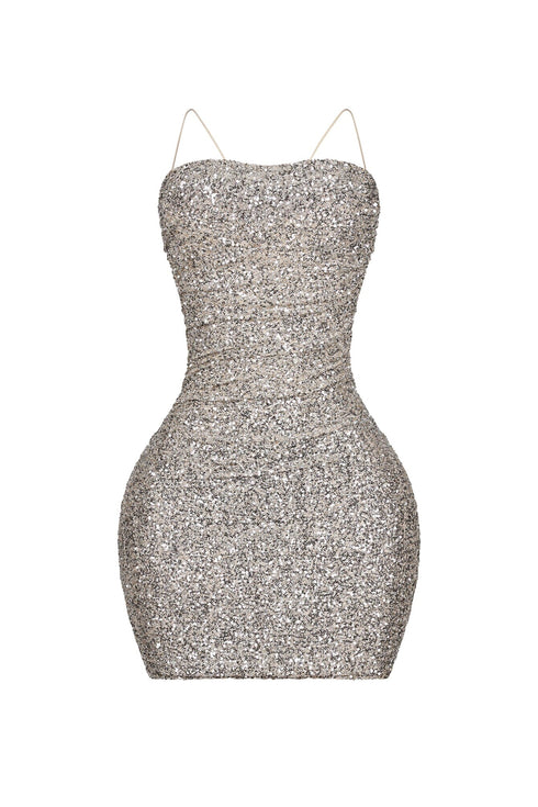 Mya Sequin Ruched Mini Dress