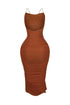 Alyssa Mesh Ruched Midi Dress