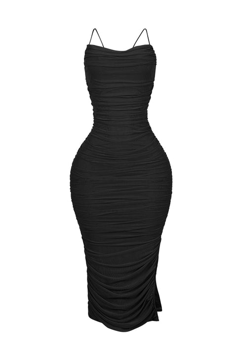 Alyssa Mesh Ruched Midi Dress
