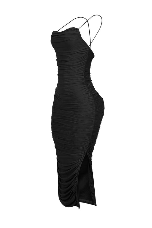 Alyssa Mesh Ruched Midi Dress
