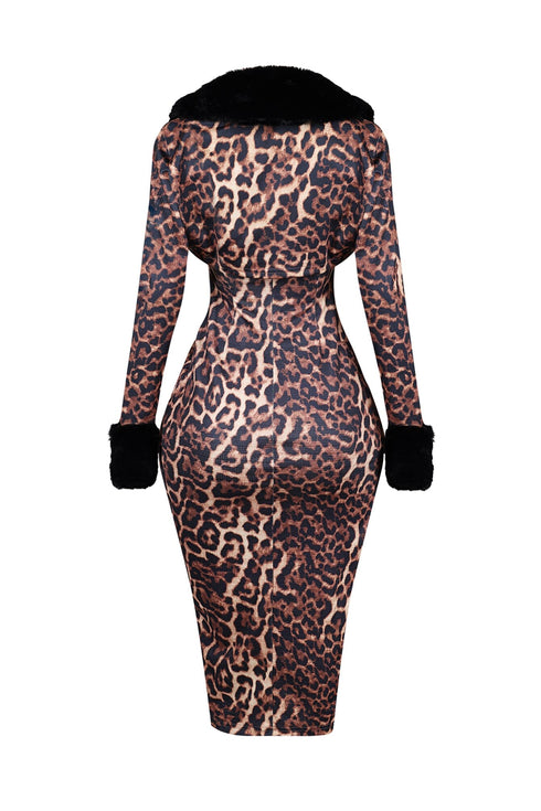 Jennifer Leopard Midi Dress With Bolero SET