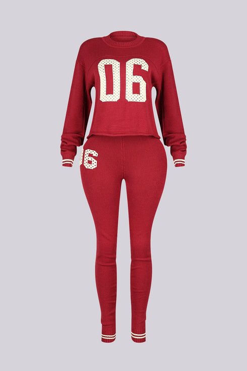 Zarah Knit 06 Graphic Top & Leggings SET