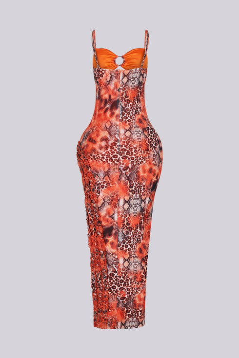 Heatwave Mesh Print Maxi Dress