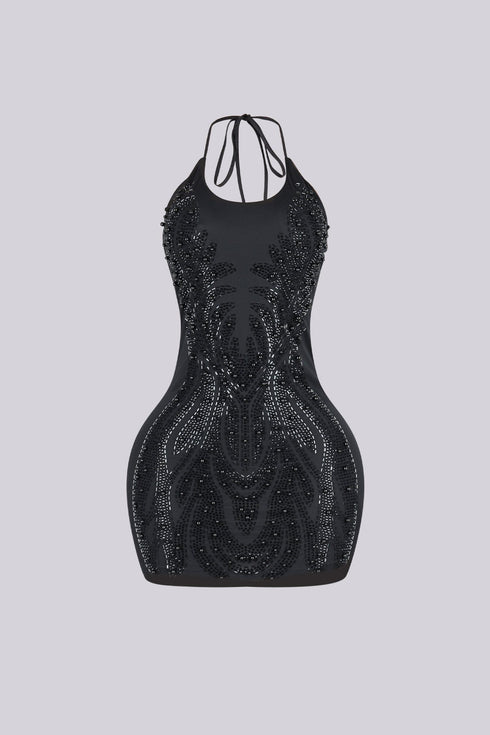 Lumina Prism Rhinestone Mini Dress