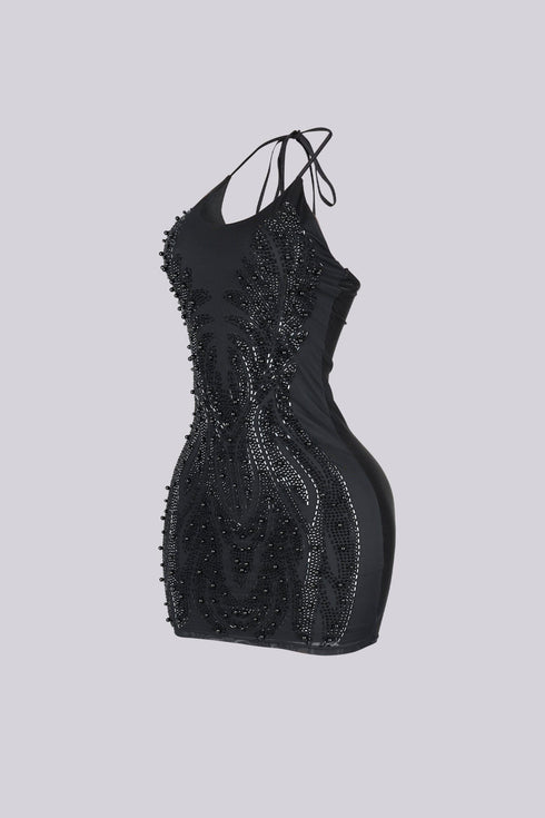 Lumina Prism Rhinestone Mini Dress