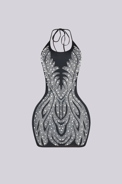 Lumina Prism Rhinestone Mini Dress