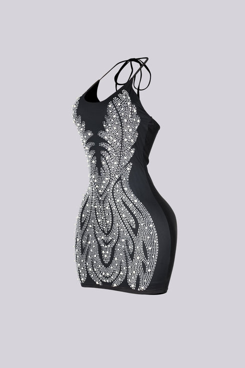 Lumina Prism Rhinestone Mini Dress