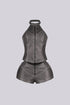 Mono Faux Leather Halter Top & Shorts SET