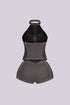 Mono Faux Leather Halter Top & Shorts SET