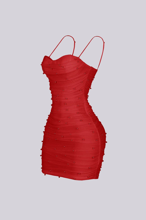 Celebrate Pearl Mesh Mini Dress