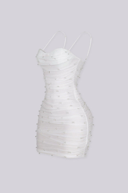 Celebrate Pearl Mesh Mini Dress