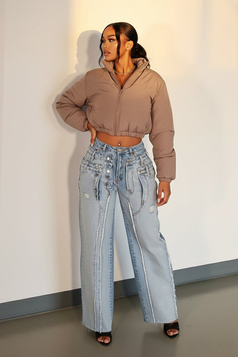 Hugging Winter Puffer Cropped Jacket