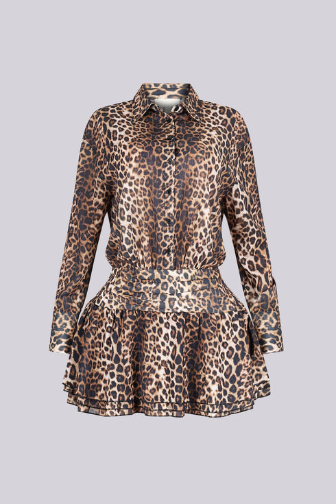 Leo Ruffle Button Mini Dress