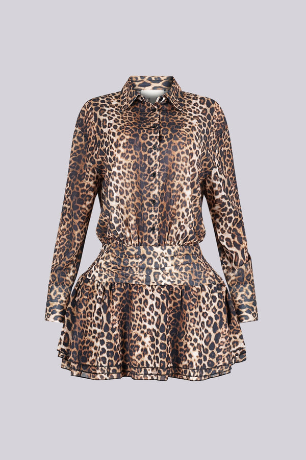 Leo Ruffle Button Mini Dress