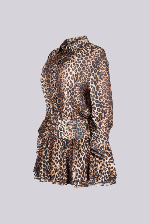 Leo Ruffle Button Mini Dress