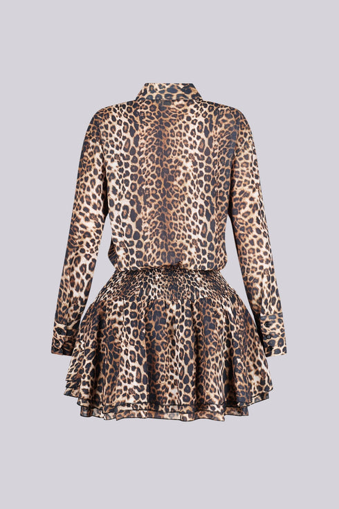 Leo Ruffle Button Mini Dress