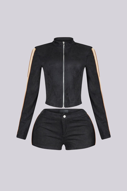 Blockline Suede Jacket & Shorts SET