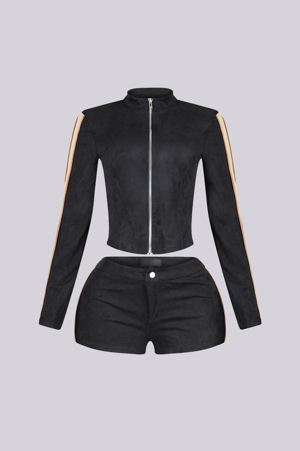 Blockline Suede Jacket & Shorts SET