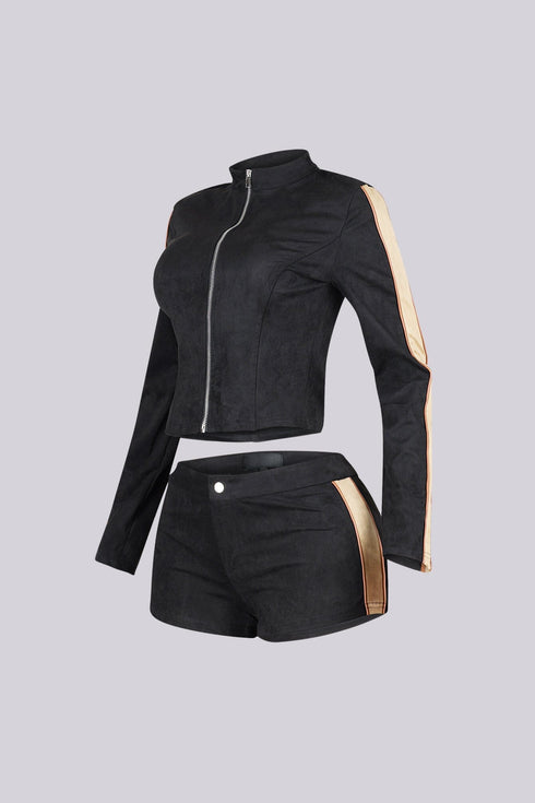 Blockline Suede Jacket & Shorts SET